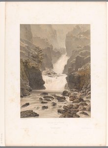 منظر لشلال Barberine بالقرب من Vallorcine Cascade de Barberine (العنوان على الكائن) مشاهد في سويسرا وسافوي وتيرول (عنوان المسلسل) La Suisse و la Savoie et le Tyrol (عنوان السلسلة على الكائن) بواسطة فريدريك مارتينز