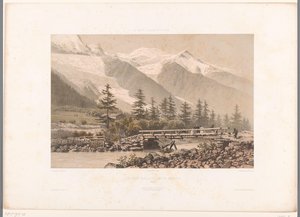 منظر لوادي شامونيكس ونهر آرف جائزة Vue dans la Vallée de Chamonix (العنوان على الكائن) مشاهد في سويسرا وسافوي وتيرول (عنوان المسلسل) La Suisse و la Savoie et le Tyrol (عنوان المسلسل على الكائن) بواسطة فريدريك مارتينز