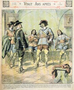 الغلاف الأمامي لتسلسل "Vingt Ans Apres" بقلم Alexandre Dumas pere (1803-70) من "Journal des Romans Populaires Illustres" ، حوالي 1900 (لون ليثو) بواسطة يوجين دامبلانز