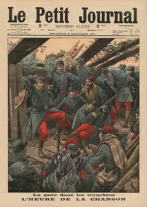 حفلة سعيدة في الخنادق ، وقت الأغنية ، صورة الغلاف الأمامي من `` Le Petit Journal &39;&39; ، ملحق illustre ، 6 ديسمبر 1914