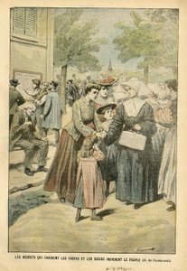 رسم توضيحي لـ Eugene Damblans (1865-1945) في Le Pelerin ، 24/07/04 - المراسيم التي تطرد الإخوة والأخوات تثير غضب الناس - التعليم ، والإيمان الديني ، والحشد ، والكاثوليكية - الفصل بين الكنيسة والدولة ، وإخلاء الديانات ، تدريس في بواسطة يوجين دامبلانز