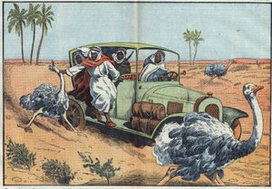 الصيد الحديث: في الصحراء العربية ، يدفع البدو الأثرياء الشباب النمساوي للقبض عليهم أحياء. رسم توضيحي لـ Damblans. في "" Le Pelerin "بتاريخ 16 أبريل بواسطة يوجين دامبلانز