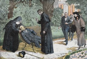توفي ثيوفيل ديلكاسي (1852-1923) ، سياسي فرنسي بسبب انسداد في حديقة عشية نيس في نيس في عام 1923. رسم Damblans. بواسطة يوجين دامبلانز