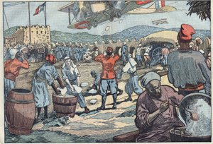 War in Morocco: French planes supply ice to a blockhouse siege by dissident Moroccans. Illustration of Damblans. In “” Le Pelerin”” of May 24 بواسطة يوجين دامبلانز