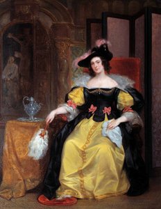 صورة لامرأة امرأة أنيقة من الطبقة الأرستقراطية. الرسم بواسطة يوجين ديفيريا (1808-1865) القرن التاسع عشر ، متحف رين للفنون الجميلة
