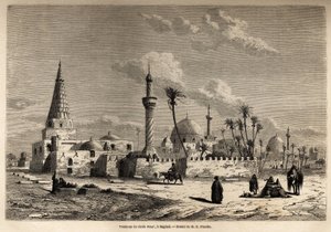 قبر الشيخ عمر ، في بغداد ، رسم يوجين فلاندين (1809-1876) ، لتوضيح رحلته إلى بلاد ما بين النهرين في 1840-1842. نقش في "" Le Tour du monde "" 1861. مجموعة سيلفا.
