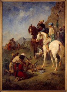 صيد الصقور في الجزائر: العلاج. الرسم بواسطة يوجين فرومنتين (1820-1876) بواسطة يوجين فرومنتين