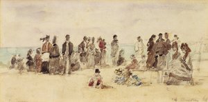 Beach Scene ، 1864 (قلم وحبر ومرحاض على ورق) بواسطة يوجين لويس بودين