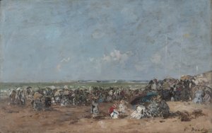 مشهد الشاطئ في تروفيل ، 1870-74 بواسطة يوجين لويس بودين