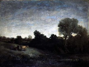 أبقار في مرج حوالي 1854 (زيت على قماش) بواسطة يوجين لويس بودين