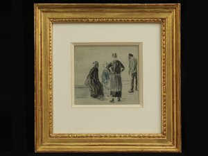 شخصيات على الشاطئ ، حوالي 1860 (كونت وألوان مائية على ورق) بواسطة يوجين لويس بودين
