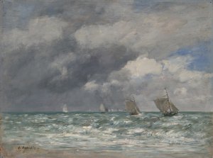 المراكب الشراعية بالقرب من تروفيل ، c.1885-90 بواسطة يوجين لويس بودين