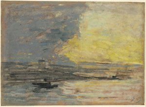 شاطئ البحر ، ميناء هونفلور بواسطة Eugene Louis Boudin