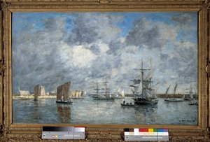 لوحة ميناء كارناريت بواسطة يوجين لويس بودين (1824-1898). 1872. خافت. 0.55 × 0.89 م. باريس ، متحف أورسيه بواسطة يوجين لويس بودين