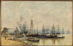 The port of Bordeaux Vessels on the Garonne. Painting by Eugene Louis Boudin (1824-1898) 1874 Sun. 0,41x0,65 m Paris, musee d