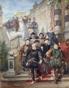 موكب ملكي ينزل درجًا في حديقة ، 1869 بواسطة يوجين لويس لامي