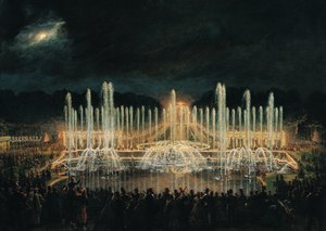 عرض نافورة مضيئة في باسين دي نبتون تكريما للأمير فرانسيسكو دي أسيزي دي بوربون (1822-1902) 21 أغسطس 1864 بواسطة يوجين لويس لامي