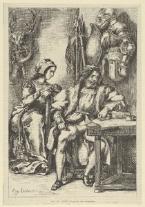 Goetz von Berlichingen يكتب مذكراته ، بعد عام 1845. ، بعد عام 1845. بواسطة يوجين ديلاكروا
