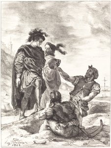 هاملت وهوراشيو أمام قانون حفاري القبور الخامس ، المشهد الأول ، 1843. بواسطة يوجين ديلاكروا