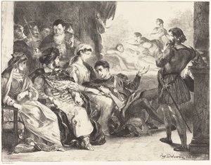 اللاعبون الذين يسنون تسمم قانون الأب هاملت الثالث ، Scne II ، 1835. بواسطة يوجين ديلاكروا