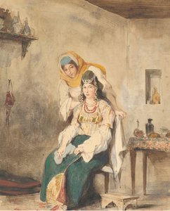 صعدة زوجة إبراهيم بن شيمول وبريسيادة إحدى بناتهما ، 1832. بواسطة يوجين ديلاكروا