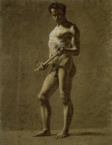 يقف الأكاديمي ذكر عارية (وجه) ؛ رسم تخطيطي لأعلى الذراع (ظهر) بواسطة يوجين ديلاكروا