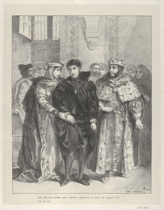 الملكة تحاول تعزية هاملت ، 1834. ، 1834. بواسطة يوجين ديلاكروا