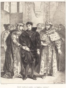 الملكة تحاول تعزية قانون هاملت الأول ، المشهد الثاني ، 1834. بواسطة يوجين ديلاكروا