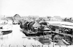 منازل السكان الأصليين ، سايغون ، 1870s بواسطة المصور الأوروبي