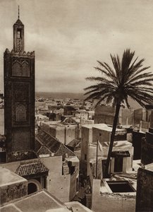 Tangiers, View of the town with the Aissaula Mosque (b/w photo) بواسطة المصور الأوروبي