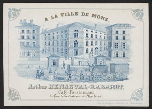في La Ville De Mons ، Arthur Henseval-Rabarot ، مطعم مقهى (نقش) بواسطة المدرسة الأوروبية
