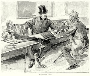 مقهى باريسي (نقش) بواسطة المدرسة الأوروبية