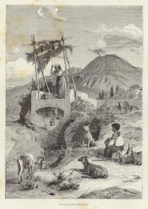 بئر عند سفح Vesuvius بواسطة المدرسة الأوروبية