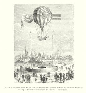 تم الصعود في 12 يونيو 1784 مع المطار الجوي التابع لأكاديمية ديجون ، من قبل غايتون دي مورفو ودي فيرلي ، المحاولة الأولى لإدارة المناخات ، باستخدام المجاديف (النقش) بواسطة المدرسة الأوروبية