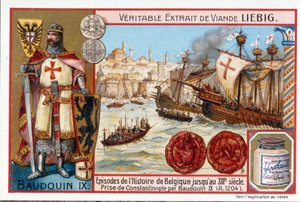 بالدوين الأول عند نهب القسطنطينية بواسطة المدرسة الأوروبية