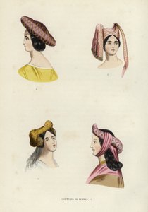 Coiffures De Femmes (coloured engraving) بواسطة المدرسة الأوروبية