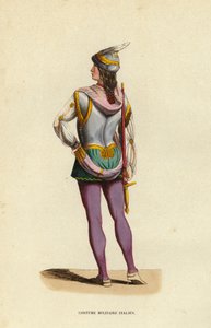 Costume Militaire Italien (coloured engraving) بواسطة المدرسة الأوروبية