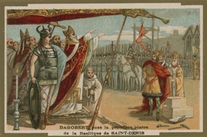 Dagobert I وضع الحجر الأول في بازيليك سانت دينيس ، فرنسا ، القرن السابع بواسطة المدرسة الأوروبية