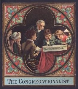 الأسرة تقرأ نسخة من The Congregationalist (Chromolitho) بواسطة المدرسة الأوروبية