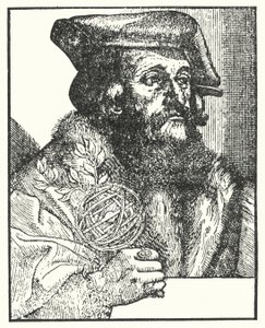 Girolamo Fracastoro, who wrote the poem Syphilis sive Morbus Gallicus (engraving) بواسطة المدرسة الأوروبية