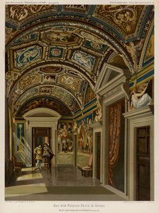 Interior of the Palazzo Doria, Genoa, Italy (colour litho) بواسطة المدرسة الأوروبية