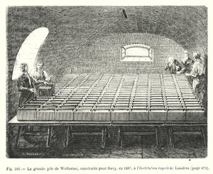 كومة Wollaston العظيمة ، التي بُنيت لديفي ، عام 1807 ، في المعهد الملكي في لندن (نقش) بواسطة المدرسة الأوروبية