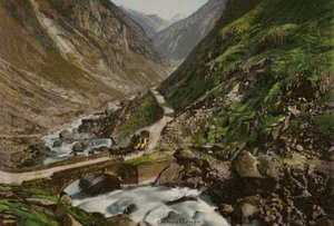 Lake Lucerne: Schollenen (colour litho) بواسطة المدرسة الأوروبية