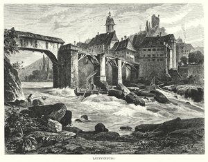 Lauffenburg (engraving) بواسطة المدرسة الأوروبية