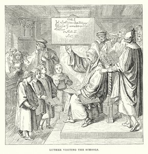 Luther visiting the schools (engraving) بواسطة المدرسة الأوروبية