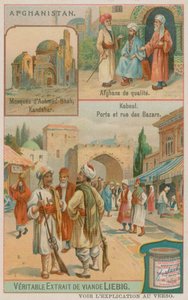 ضريح أحمد شاه دوراني في قندهار والأفغان الأثرياء وإطلالة على بوابة وبازارات كابول بواسطة المدرسة الأوروبية