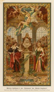 موليير "لو مالاد إيماجيناير" لموليير (طباعة حجرية ملونة) بواسطة المدرسة الأوروبية