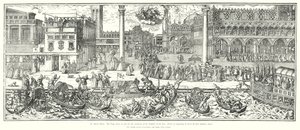 St Mark's Place ، The Doge على وشك البدء في حفل أعراس البحر (نقش) بواسطة المدرسة الأوروبية