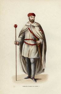 Templier En Habit De Guerre (coloured engraving) بواسطة المدرسة الأوروبية