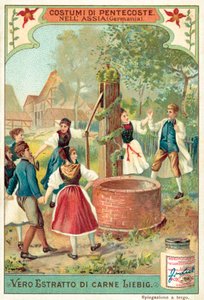 Traditional Pentecost celebrations in Hesse, Germany (chromolitho) بواسطة المدرسة الأوروبية
